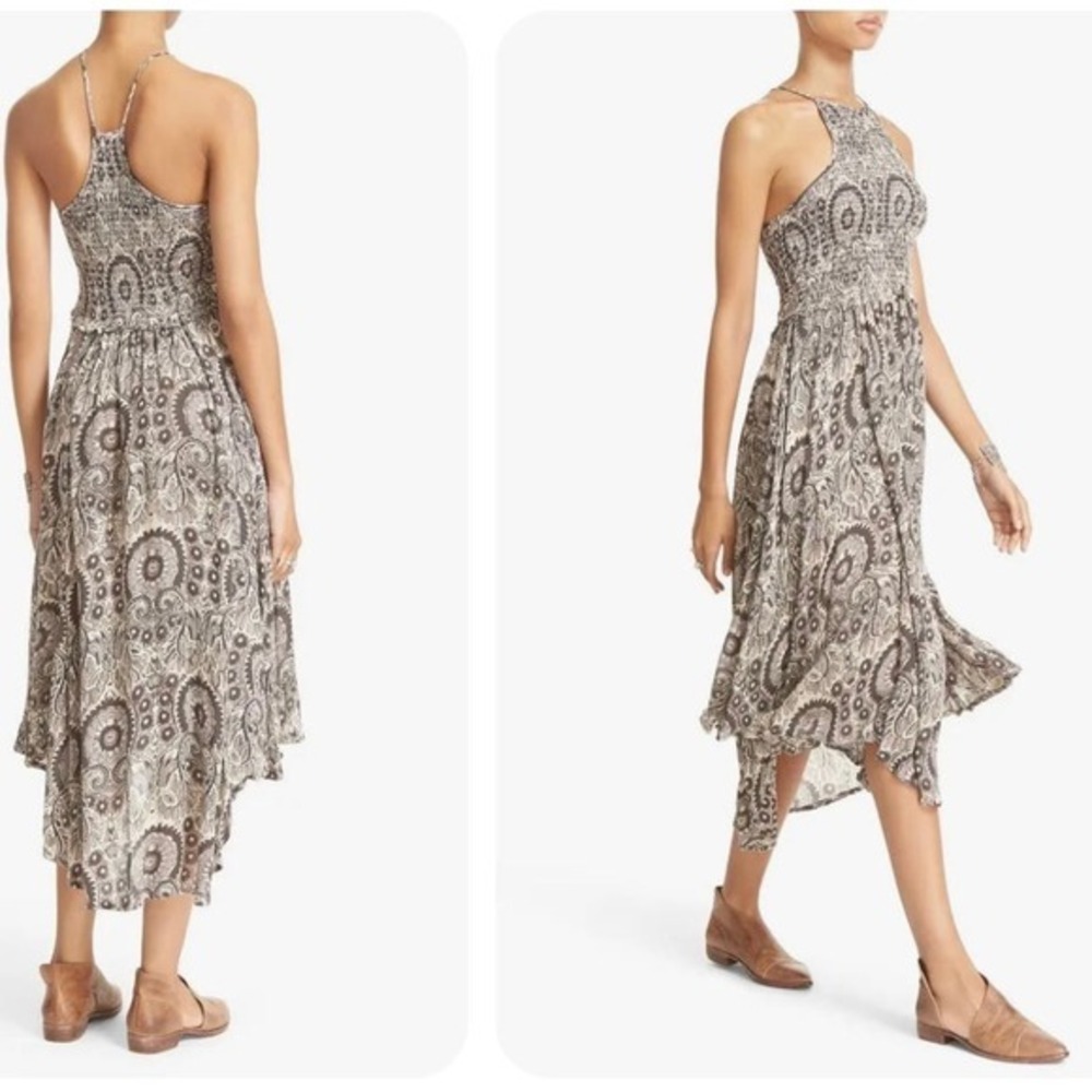 Free People Neutral Season In The Sun Dress S Smocked Slip peasley